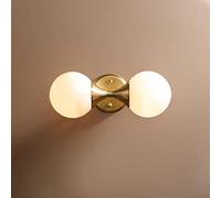 Klobvtt Globe Vanity Light Brass Bathroom Mirror Lamp White Glass Ball Wall Sconce Lighting Fixture Modern Mirror Front Lamps E27 Picture Lights for Living Room Bath Hotel