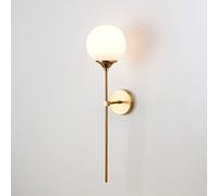 Klobvtt Globe Wall Light Brass Wall Sconce Lighting White Glass Ball Wall Lamp Shade, Copper Wall Sconces Modern Wall Mount Lights, Living Room Bedroom Restaurant Wall Lamps