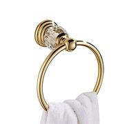 Klobvtt Gold Crystal Towel Ring, Bathroom Hand Towel Holder Towel Rack Accessories Wall Mounted, Drill Needed Wall Mount Bath Towel Rack, European Style Antique Hardware Pendant
