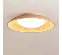 Klobvtt LED Dome Ceiling Lamp Natural Bamboo Ceiling Light 17.7" Hallway Lighting Fixture, Nordic Close to Ceiling Lights for Kitchen Hallway Living Room, 24W 3 Color Mode