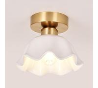 Klobvtt Modern Ceiling Lamp White Ceramic Pendant Light Hallway Lighting Fixture Ceiling Mount, Nordic Metal Hanging Lamps Mini Ceiling Lights for Corridor Entryway Bedroom