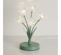 Klobvtt Nordic Green Table Lamp Flower Glass Bedside Light Lily of The Valley Reading Lights, Desktop Nightstand Lamps Accent Lighting for Living Room Office Bedroom Home Decor