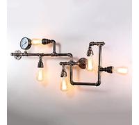 Klobvtt Steampunk Water Pipe Wall Light Industrial Wall Sconce 5 Way Wall Mount Lamp, Retro Sconces Wall Lighting Fitting E27 Wall Lights for Living Room Farmhouse Cafe Bar