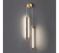 Klobvtt Walnut Wall Sconce LED Linear Wall Mount Light Brass Hardwired Wall Lamp Long Strip Hardwired Sconces Wall Lighting Indoor Wall Washer for Living Room Bedroom Home Decor