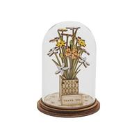 Kloche Thank You Flower Figurine - Ornament - Glass and Wood - Wedding Occasion