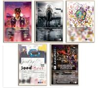 KLOMPY Poster Juice Wrld Poster Album Cover Limited Edition Posters, Music Posters (Set of 5)