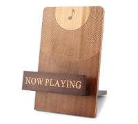 Klomveris Vinyl Record Stand, Classic Wood Albums Now Playing Display Vinyl Record Stand Elegant Rustic CDs(COLOR:Brown)