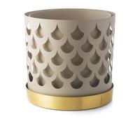 KLONG Trio Drop flower pot beige with saucer in brass Big Ø28 cm
