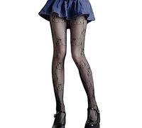 KLONKEE Cute Cat Fishnet Tights for Women, High Waisted Patterned Net Tights, Soft Stretch Black Pantyhose for Kawaii Outfits