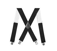 KLONKEE Mens Braces Strong Straight Metal Clip Adjustable Wide 5 cm 1.96 inch Heavy Duty X-BACK Suspenders(Black_White_Dot