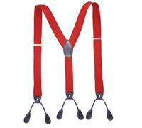 KLONKEE Men's Split Button Braces Y Shape Trimmed Button End Tuxedo Adjustable Straps Elastic Suspenders - 3.5 cm wide (bright-red)
