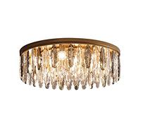 KLONWG Modern Clear Crystal Raindrop Chandelier Lighting Flush Mount LED Ceiling Light Fixture Lamp for Dining Room Bathroom Bedroom Livingroom,E14,Bulbs Required-Gold 60x23cm