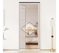 KLOOLIVE Beaded Curtain For Doorways, 208x90cm Retro Wooden Bead Door Curtain, Chinese Classical Style Beaded Doorway String Curtains, Chocolate Brown Room Divider, Patterned Beads For Doorways