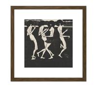 Klooster Dancing Papuas Pacific Islanders 8X8 Inch Square Wooden Framed Wall Art Print Picture with Mount Artery8 Brown One Size