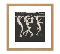 Klooster Dancing Papuas Pacific Islanders 8X8 Inch Square Wooden Framed Wall Art Print Picture with Mount Artery8 Light Oak One Size