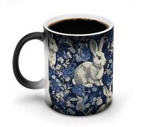 KLOPH 12Oz Ceramic Mug Thermochromic Coffee Cup Personalized Color Changing Tea Cups Novelty A Bunch of Rabbits Coffee Mug