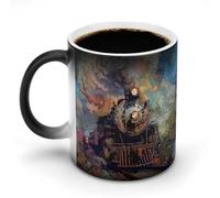 KLOPH 12Oz Ceramic Mug Thermochromic Coffee Cup Personalized Color Changing Tea Cups Novelty Beautiful Steam Train Coffee Mug