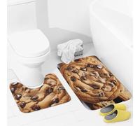 KLOPH 2 Piece Bathroom Rugs Sets Absorbent Chocolate Cookie Bath Mat for Bathroom U-Shaped Contour Toilet Rug