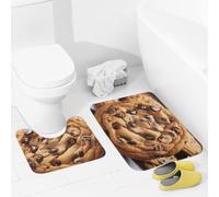 KLOPH 2 Piece Bathroom Rugs Sets Absorbent Chocolate Cookie Bath Mat for Bathroom U-Shaped Contour Toilet Rug