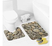 KLOPH 2 Piece Bathroom Rugs Sets Absorbent Smooth Round Rock Bath Mat for Bathroom U-Shaped Contour Toilet Rug