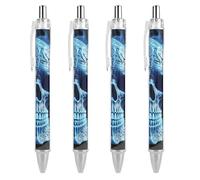 KLOPH 3D Print Blue Skull Ballpoint Pens Retractable Rolling Ball Gel Pen Refillable Luxury Executive Writing Pens