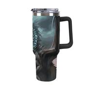 KLOPH 40 Oz Tumbler with Handle Vacuum Stainless Steel Insulated Tumbler Leak-proof Large Capacity Car Cup Cool Dragon Water Bottle Reusable Travel Mug for Car Women Men Coffee Cup