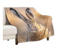 KLOPH A Brown Hare Throw Blanket 50"x60" Flannel Fluffy Warm Blanket for Couch, Reversible Plush Blanket for Bed, Comfy Fuzzy Blanket for Sofa, Plush Lightweight Blankets for All Season