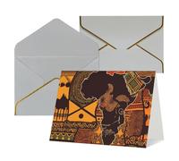 KLOPH African Map Ethnic Pattern Greeting Card with Envelopes Blank Thank You Cards Cute Blank Notecards Birthday Card Mother's DayCard Wedding Christmas Halloween All Occasion Greeting Cards