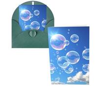 KLOPH All Occasion Greetings Cards with Envelopes Thinking of You Card Blank Note Card bubbles blue sky Greeting Cards for Birthday, Baby Shower, Congratulations Wedding Thank Youcard