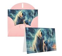 KLOPH All Occasion Greetings Cards with Envelopes Thinking of You Card Blank Note Card Polar Bears Northern Lights Greeting Cards for Birthday, Baby Shower, Congratulations Wedding ThankYouCard