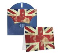 KLOPH All Occasion Greetings Cards with Envelopes Thinking of You Card Blank Note Card Vintage Union Jack British Flag Greeting Cards for Birthday, Baby Shower, Congratulations Wedding ThankYouCard