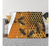 KLOPH Bees on hive Throw Blanket 50"x40" Flannel Fluffy Warm Blanket for Couch, Reversible Plush Blankets for Bed, Comfy Fuzzy Blanket for Sofa, Plush Lightweight-Blankets for All Season