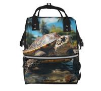 KLOPH Big Turtle And Palm Trees Diaper Bag Backpack Mommy Bag Multifunction Travel Maternity Baby Changing Bags