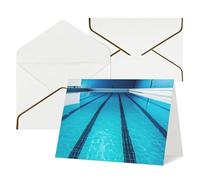 KLOPH Blue Swimming Pool Greeting Card with Envelopes Blank Thank You Cards Cute Blank Notecards Birthday Card Mother's DayCard Wedding Christmas Halloween All Occasion Greeting Cards