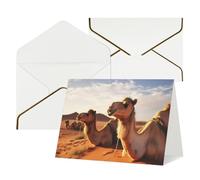 KLOPH Camels Rest Desert Greeting Card with Envelopes Blank Thank You Cards Cute Blank Notecards Birthday Card Mother's DayCard Wedding Christmas Halloween All Occasion Greeting Cards
