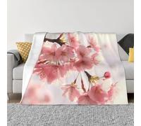 KLOPH Cherry Blossom Throw Blanket 80"x60" Flannel Fluffy Warm Blanket for Couch, Reversible Plush Blankets for Bed, Comfy Fuzzy Blanket for Sofa, Plush Lightweight-Blankets for All Season
