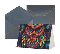 KLOPH Color owl pattern Greeting Card with Envelopes Blank Thank You Cards Cute Blank Notecards Birthday Card Mother's DayCard Wedding Christmas Halloween All Occasion Greeting Cards