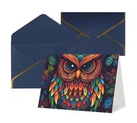 KLOPH Color owl pattern Greeting Card with Envelopes Blank Thank You Cards Cute Blank Notecards Birthday Card Mother's DayCard Wedding Christmas Halloween All Occasion Greeting Cards