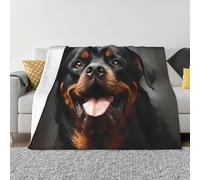 KLOPH Cool Rottweiler Dog Art Throw Blanket 60"x50" Flannel Fluffy Warm Blanket for Couch, Reversible Plush Blankets for Bed, Comfy Fuzzy Blanket for Sofa, Plush Lightweight-Blankets for All Season