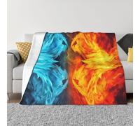 KLOPH Fire vs ice Art Throw Blanket 60"x50" Flannel Fluffy Warm Blanket for Couch, Reversible Plush Blankets for Bed, Comfy Fuzzy Blanket for Sofa, Plush Lightweight-Blankets for All Season