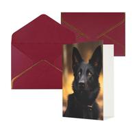 KLOPH Greeting Cards with Envelopes Thank You Cards Black german shepherd dog Card Cute Blank Notecards Birthday Card Mother's Day Card Wedding Christmas Halloween All Occasion Greeting Cards