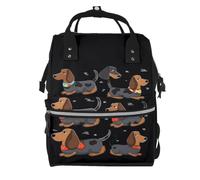 KLOPH Guitar Diaper Bag Backpack Mommy Bag Multifunction Travel Maternity Baby Changing Bags, I Love My Dog Dachshunds, One Size