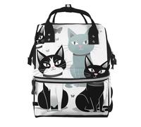 KLOPH Native American Tribes Diaper Bag Backpack Mommy Bag Multifunction Travel Maternity Baby Changing Bags, Black and White Cats, One Size