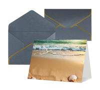 KLOPH Ocean Beach Theme Greeting Card with Envelopes Blank Thank You Cards Cute Blank Notecards Birthday Card Mother's DayCard Wedding Christmas Halloween All Occasion Greeting Cards