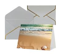 KLOPH Ocean Beach Theme Greeting Card with Envelopes Blank Thank You Cards Cute Blank Notecards Birthday Card Mother's DayCard Wedding Christmas Halloween All Occasion Greeting Cards