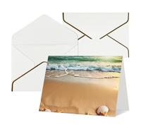 KLOPH Ocean Beach Theme Greeting Card with Envelopes Blank Thank You Cards Cute Blank Notecards Birthday Card Mother's DayCard Wedding Christmas Halloween All Occasion Greeting Cards