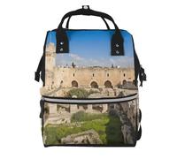 KLOPH Peacock Feathers Diaper Bag Backpack Mommy Bag Multifunction Travel Maternity Baby Changing Bags, Israel at the Tower of David, One Size