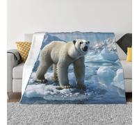 KLOPH Polar Bear Ice Throw Blanket 50"x40" Flannel Fluffy Warm Blanket for Couch, Reversible Plush Blankets for Bed, Comfy Fuzzy Blanket for Sofa, Plush Lightweight-Blankets for All Season