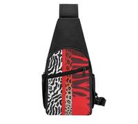 KLOPH Red Leopard and Zebra Animal Sling Bag for Women Men Sling Backpack Crossbody Chest Bag for Hiking Travel Fanny Pack