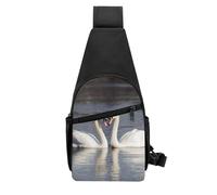 KLOPH Romantic White Swan Sling Bag for Women Men Sling Backpack Crossbody Chest Bag for Hiking Travel Fanny Pack